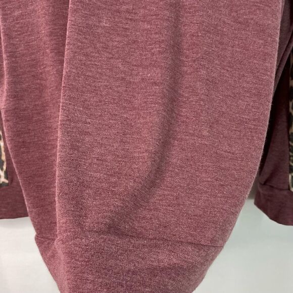NWT First Love Brushed Fleece Leopard Patchwork Long Sleeve (Burgundy) - Large - Picture 6 of 9